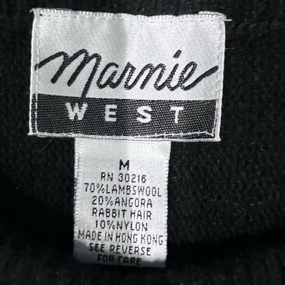 Vintage Marnie West Black Sequin Beaded Full Sleeve Wool Rabbit Hair Sweater M - Picture 3 of 9